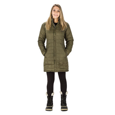 The Everest Women's Reversible Insulated Long Jacket Parka - Green / Black - Green Model Front
