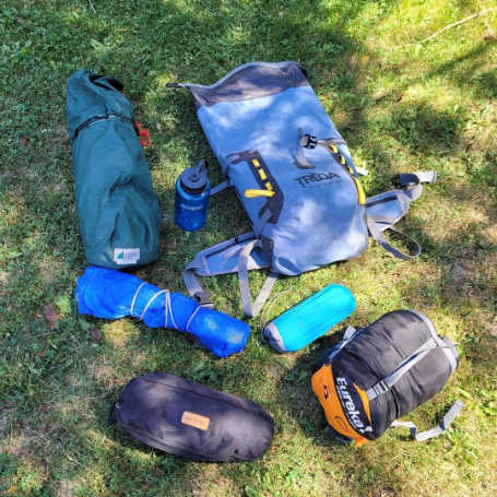 Photo showing how much gear fits inside the waterproof backpack